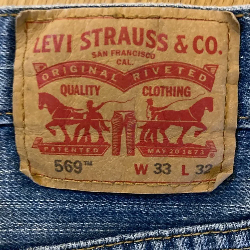 Levi’s 569 Faded Light Medium Wash Straight Denim Jeans Size 33 x 32